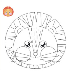 Coloring. Cute outlined faces of jungle and forest animals coloring vector illustrations.