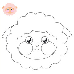 Coloring. Cute outlined faces of jungle and forest animals coloring vector illustrations.