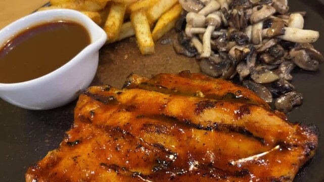 roasted chicken steak with sauce