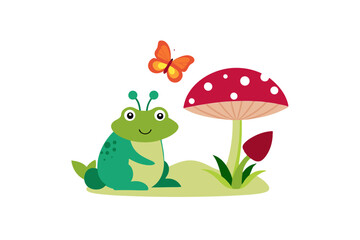 frog with a mushroom