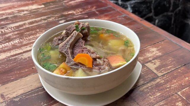 delicious beef oxtail soup with vegetables