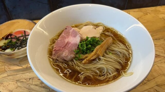authentic pork ramen stew with vegetables
