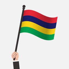 Hand Holding Mauritius Waving Flag