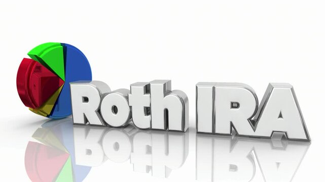 Roth IRA Retirement Savings Account Investment Growth Pie Chart 3d Animation