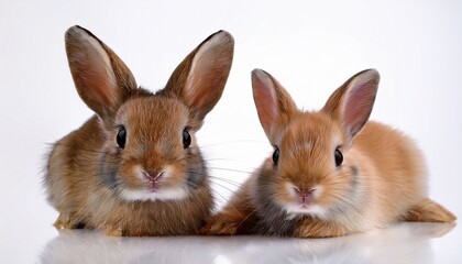 Obraz premium two rabbits on white background