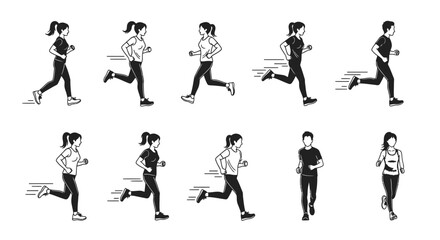 Running People Illustrations Vector Set of Runners in Motion