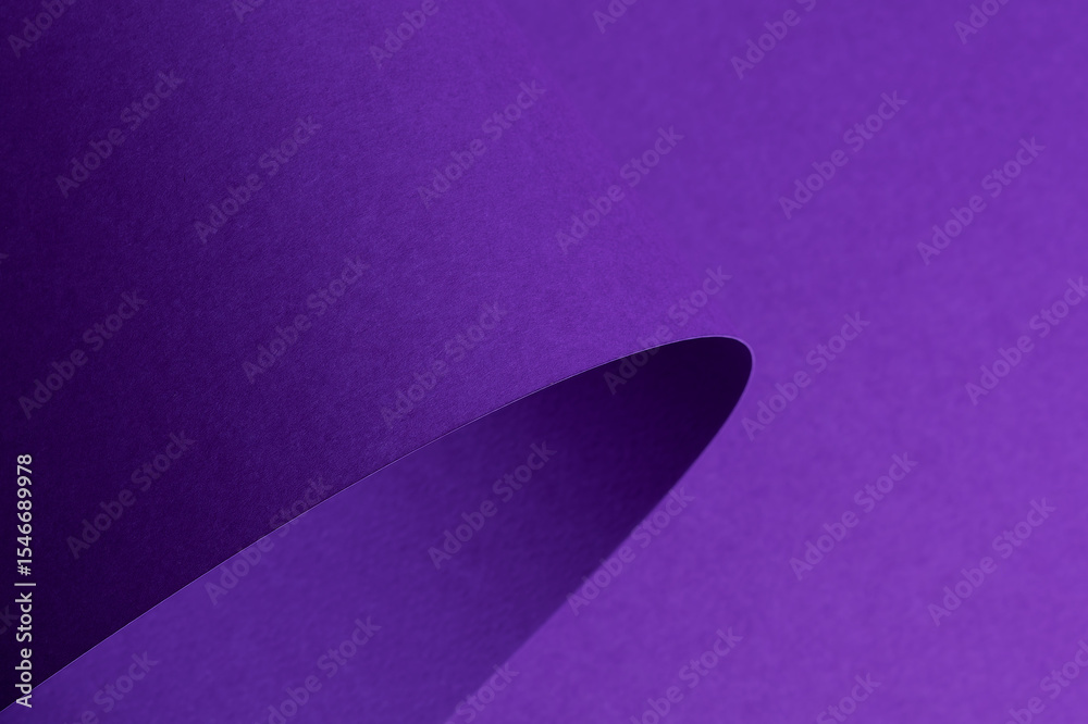 Poster elegant designer paper with curved and twisted shape in bright and dark violet purple tones.