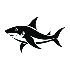 Fototapeta premium Silhouette of a shark swimming in the ocean viewed from the side