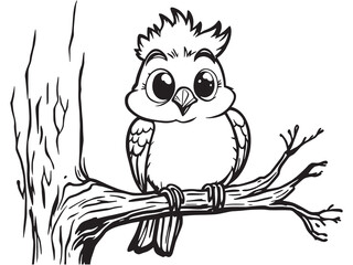 Woodpecker Bird Line Art Drawing