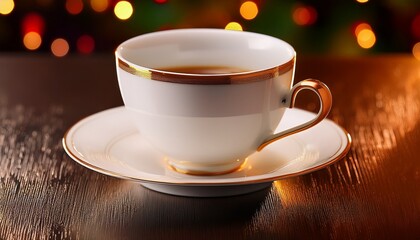 Fototapeta premium elegant white cup with saucer for beverages
