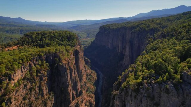 Aerial top view landscape Tazi Canyon in Manavgat, Antalya, Turkey.