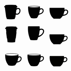 Coffee cups silhouette collection simple drink icons