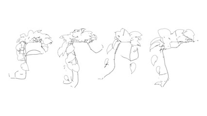 Tropical Hanging Leaf Vine Sketch Art