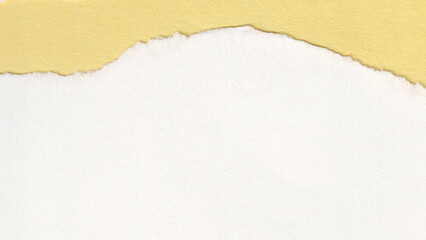 Tear Paper Texture, Wall Paint Peeling Effect, White Torn Sheet on Yellow Background, Conflict Break Brush Stroke design, Grunge Frame for Greeting Card Banner Template