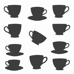 Coffee cup silhouettes, coffee break, drinkware, breakfast