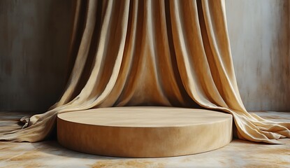 Elegant Beige Fabric Drape Mockup Product Display