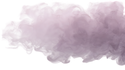 Abstract lavender smoke cloud swirling design element background fog art on transparent background