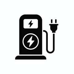 Electric vehicle charging station icon graphic