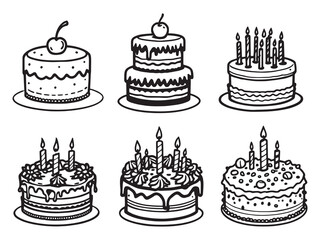 Birthday Cake Outline Art Pack
