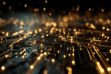 Glowing Circuit Board Network Abstract Background 