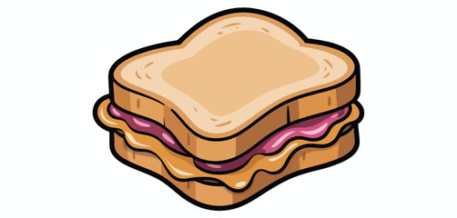 Cartoon peanut butter and jelly sandwich illustration