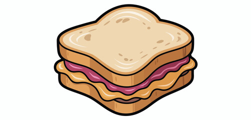 Cartoon illustration of a peanut butter and jelly sandwich
