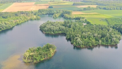 drone aerial photography of Lake Barmen in D&uuml;ren, Germany