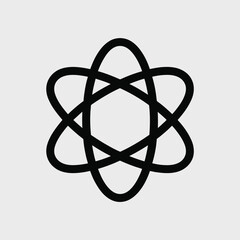 Abstract atom icon simple black line art