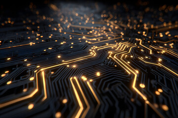Glowing Circuit Board Network Abstract Background 