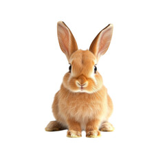 Obraz premium Cute brown bunny sitting upright with long ears isolated on transparent background