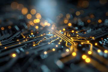 Glowing Circuit Board Network Abstract Background 