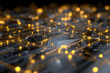 Glowing Circuit Board Network Abstract Background 