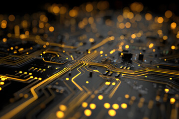 Glowing Circuit Board Network Abstract Background 