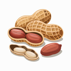 Group of peanuts in shells and shelled peanuts