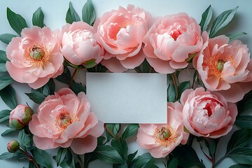 Elegant Peony Floral Mockup Blank Card Design