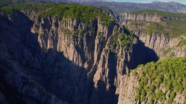 Aerial top view landscape Tazi Canyon in Manavgat, Antalya, Turkey.