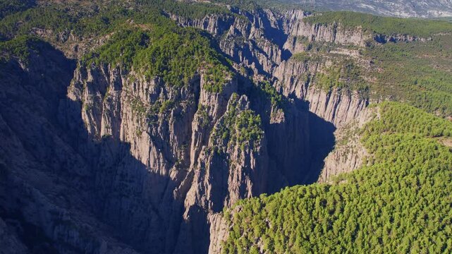 Aerial top view landscape Tazi Canyon in Manavgat, Antalya, Turkey.