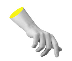 Hand finger pressing down in soft gesture indicating choice and selection. Outstretched finger