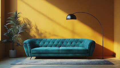 Teal Velvet Sofa Mockup Interior Design Inspiration