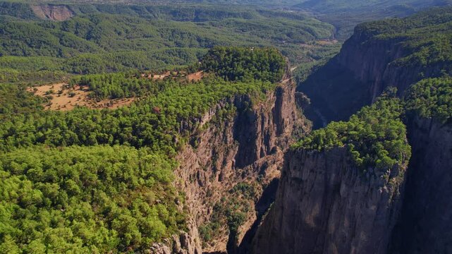 Aerial top view landscape Tazi Canyon in Manavgat, Antalya, Turkey.
