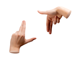 Hand gesture with fingers and thumbs forming rectangular frame for photography composition. Creative