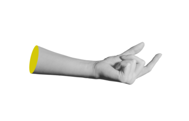 Hand holding empty space between thumb and forefinger in precise gesture showing measurement and