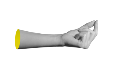 Hand holding tiny object between thumb and forefinger in precise pinch gesture, capturing motion and