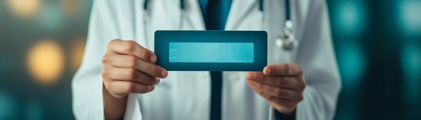 Doctor Holding Card With Glowing Screen, Healthcare , Medical