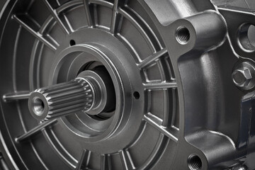 close up of car automatic transmission shaft, car service concept background