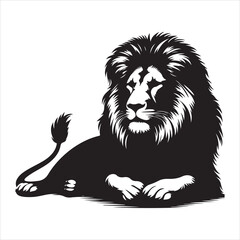 Obraz premium Silhouette vector of a lion standing on a white background