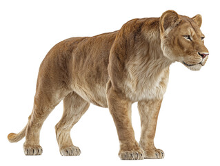 Obraz premium Lioness side view, full body visible, side view, very realistic fur texture