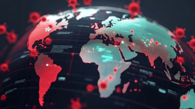 Global Pandemic World Map with Virus Spread Visualization, health ,disease