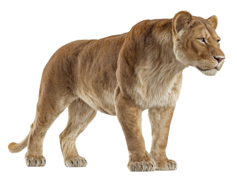 Lioness side view, full body visible, side view, very realistic fur texture