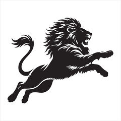 Silhouette vector of a lion standing on a white background